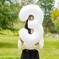 White 32-inch matte foil number 3 balloon for birthday party and outdoor photography - Number 3 / White