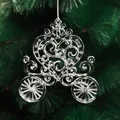 Clear acrylic pumpkin carriage ornament with intricate scrollwork for Christmas decor - 85mm Pumpkin Carriage