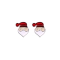 Cute Santa Claus stud earrings in red and white enamel with silver-tone alloy base - A138-35 Santa Claus