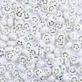 Witte ronde acryl kralen met gouden smiley patroon voor handgemaakte sieraden - 50 Stuks/Verpakking / Wit Goud Lachen