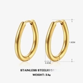 Polished gold stainless steel hoop earrings with 1.8cm height and 3.4g lightweight design - Gold - Round Style (ZN462G)