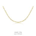 Minimalist gold s925 sterling silver paperclip chain necklace with 45+5cm length - M / 925 Silver / Gold