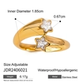 Verstellbarer Sternring aus vergoldetem Edelstahl mit glitzernden Zirkonia-Steinen - JDR2406021 Meteor Offener Ring