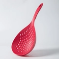 Roter Nylon-Abseiher mit langem Griff zum Abtropfen von Nudeln und Gemüse - Nylon / Groß Rot