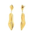 18K gold plated stainless steel fluid sculpture high heel earrings with glossy finish - High Heel Pendant Stud Earrings / Gold
