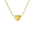 Collier cœur doré minimaliste avec gravure lettre A et chaîne serpent élégante - Lettre A Coeur Doré (143-A)