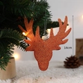 Decorazione natalizia a testa di renna arancione glitterata da appendere 14cm - Stile Renna con Glitter Arancione / Altezza 14cm / Ciondolo Testa di Cervo