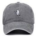 Casquette de baseball en coton délavé gris foncé avec broderie fantôme vintage - Réglable / Gris