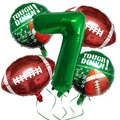 5-teiliges Football-Ballonset mit grüner Zahl 7 und Touchdown-Motiven für Partys - Zahl 7