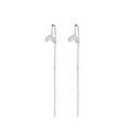 Elegant 925 silver leaf threader earrings with delicate long chain and tassel design - Bud Leaf Ear Threader