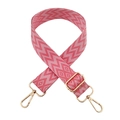 Pink wavy geometric patterned adjustable shoulder strap with premium gold metal buckles - A17 Double Pink