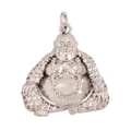 Silver micro-set laughing Buddha pendant with white zircon stones for jewelry DIY - Laughing Buddha L024471 White Gold