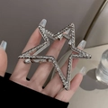 Silver star metal hair claw clip with hammered texture finish for elegant styling - Silver Star / 6cm