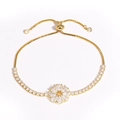 Détail d'un bracelet fleur ajustable plaqué or avec des pierres de zircone cubique - Style de Fleur à Huit Pétales (Or 6)