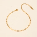 Minimalist 18K gold plated stainless steel Figaro chain bracelet with lobster clasp - 2.6mm Mini Paperclip Bracelet