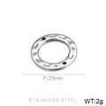 20mm silver hammered stainless steel hollow round pendant with double holes for DIY jewelry - Double Hole Style (KLJ392-Z)