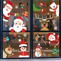 Christmas static window clings set with Santa Claus, reindeer and snowflakes for glass - Multi-Character Panorama Static Sticker Style (SR-13)