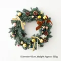 45cm Weihnachtskranz mit Zapfen, blau-goldenen Kugeln und Samtschleifen - 45CM PE Blatt Gold Serie (Ohne Licht)