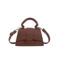 Chic brown litchi pattern mini crossbody bag with a round top handle and gold hardware - Brown