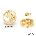 Pendientes de botón dorados con diseño de libélula calada y 16mm de ancho - Estilo de Libélula Hueca (KE62393-K) / Dorado