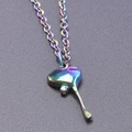 Iridescent melting heart pendant necklace with colorful finish and steel chain - Pendant with Necklace / Rainbow