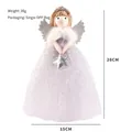 26cm Weißer Weihnachtsengel mit silbernen Flügeln und Netzkleid als Baumspitze - 26*15cm / Hellgrau