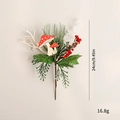 Artificial Christmas pick with red mushrooms, pine needles and white stems, 24cm length - Mushroom