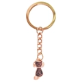 Dettaglio del portachiavi gatto in oro rosa con smalto scuro sul ciondolo in metallo lucido - Nero (1 Ciondolo Gatto)