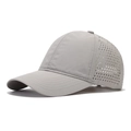 Quick-dry light grey baseball cap with laser-perforated breathable mesh sides - One Size / Light Gray