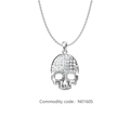 Collier tête de mort argenté hip hop avec zircone blanc et chaîne à maillons fins - Couleur Acier (N0160S)