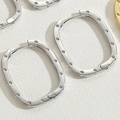 Silver-plated square zircon hoop earrings with polished finish and secure buckle closure - Large / Silver