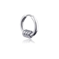 Minimalist silver hoop earrings featuring three sliding beads on a polished metal ring - Steel Color Abacus Bead Ear Buckle