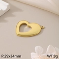 Pendente a cuore cavo lucido in acciaio inossidabile dorato per gioielli fai-da-te - Stile Cuore Cavo (KLJ077-Z)