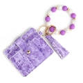 Armband-Schlüsselanhänger aus lila-weißen Silikonperlen mit passendem Kartenetui - Geometrisches Violett (S9)