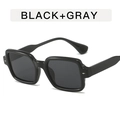 Retro-Sonnenbrille mit quadratischem schwarzem Rahmen und grauen Gläsern im Designer-Stil - Glänzend Schwarz/Graue Linse
