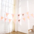 Pink and gold foil Happy Birthday triangle bunting banner for party wall decoration - Pink
