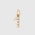 Golden number 1 pendant with zircon pavé setting and top ring for DIY jewelry making - 1-Gold
