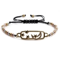 Adjustable woven star and moon charm bracelet with gold-plated beads and zircon - Mixed Color Gold Bead Chain