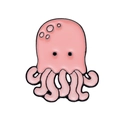Cute pink octopus enamel pin featuring a cartoon design with black painted metal edges - Octopus Style (XZ8702)
