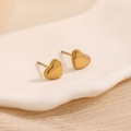 Orecchini a lobo a cuore dorati lucidi in acciaio al titanio stile minimalista - Orecchini a Bottone a Cuore (Oro)