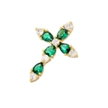Pendente a croce placcato oro 18K con pietre verdi a goccia e cristalli chiari - Oro Verde Zircone