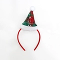 Christmas headband with red and green plaid mini hat and white snowflake pattern - TK35 (Snowflake Plaid Hat Headband)