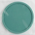 Thick round silicone cup coaster in teal green finish with anti-slip raised edge - Flat Style / Green