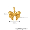 Polished 18k gold plated stainless steel bow charm detail showing dimensions and weight - Gold Bowknot Pendant