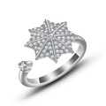 Adjustable silver spinner ring featuring a sparkling eight-pointed star and zircon stone - Umbrella Spinner