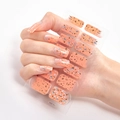 Orange 3D laser gold nail polish stickers with metallic foil flakes, model DQ3-34 - Peach Gold Silver Sequin Foil Decor Style (DQ3-034)