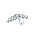 316L stainless steel labret stud with curved clear cubic zirconia and flat back design - 1.2*8mm / Silver