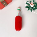 Detailed view of kids Christmas 6-color ballpoint pen with red plush and reindeer top - Red Reindeer