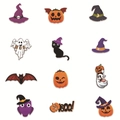 Lot de 12 décorations d'Halloween mignonnes avec citrouilles, fantômes et chauves-souris - Combinaison de motifs citrouille fantôme chauve-souris chapeau de sorcière hibou