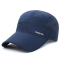 Quick-dry navy blue sports baseball cap with breathable laser-cut side perforations - Adjustable / Navy Blue